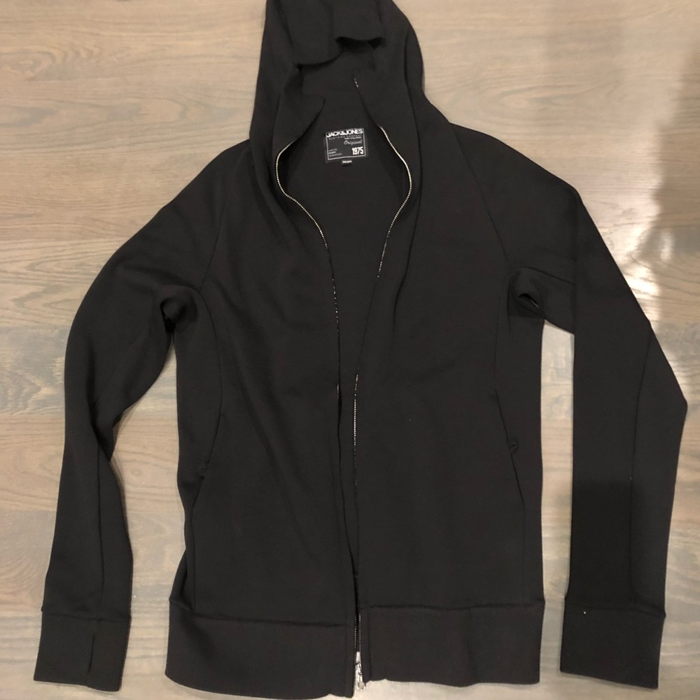 Jack and Jones black fitted hoodie
